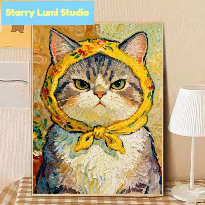 Home Decor Yellow - Kot w turbanie z żółtymi kwiatami