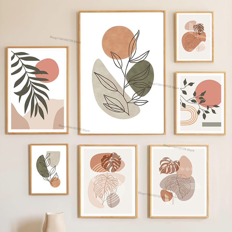Home Decor Orange - Boho Zielony Pomarańczowy Liść Słońce Tęcza