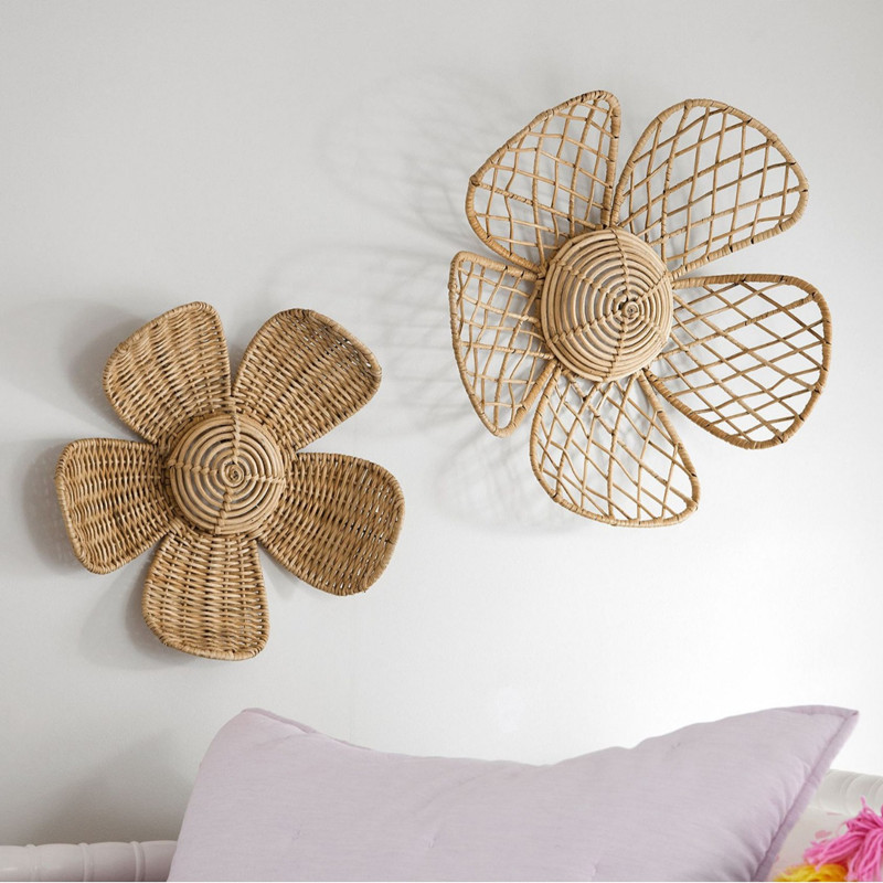 Home Decor Za - INS Nordic Woven Rattan Flower Wall